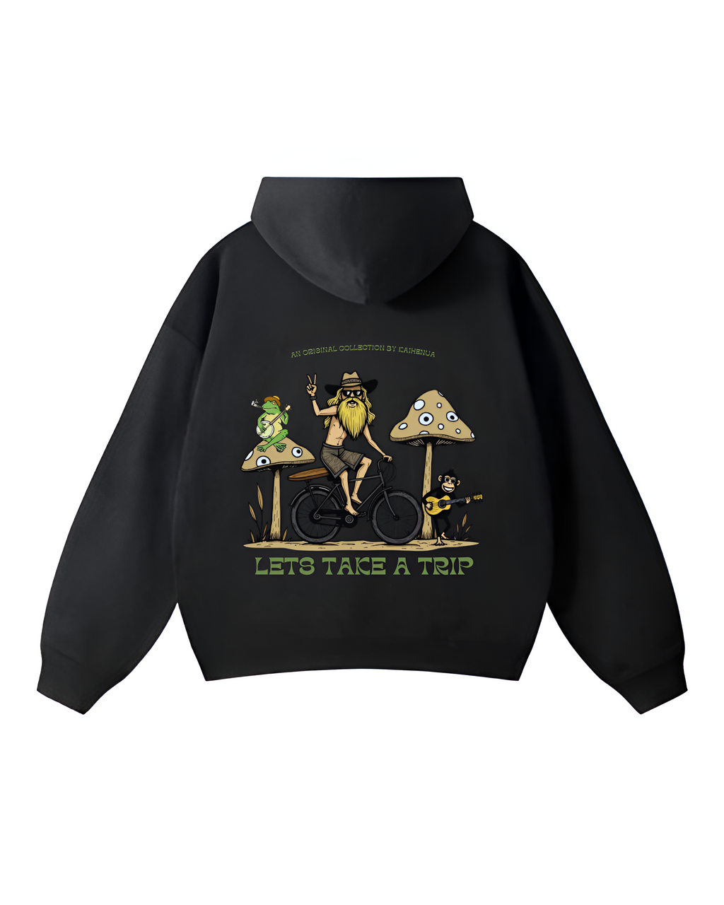 Hoddie Negro "Lets Take A Trip" by Kaihenua