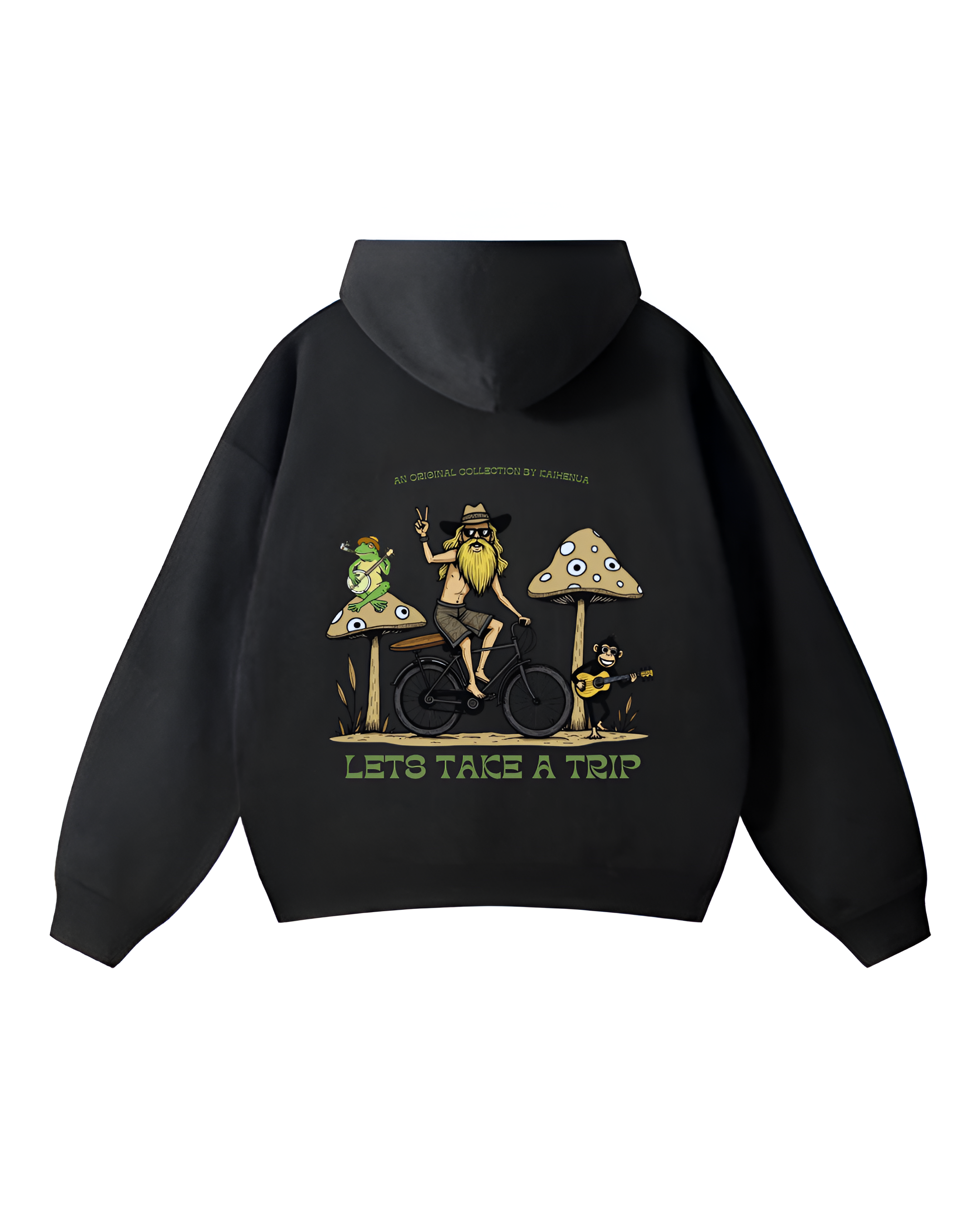 Hoddie Negro "Lets Take A Trip" by Kaihenua