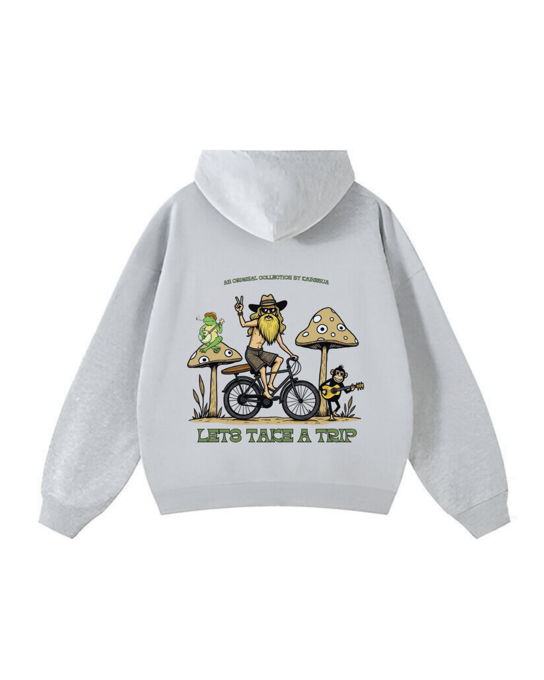 Hoddie Gris "Lets Take A Trip" by Kaihenua