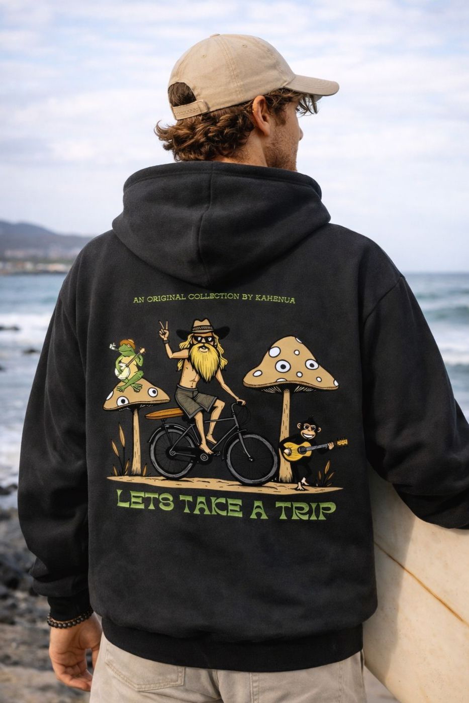 Hoddie Negro "Lets Take A Trip" by Kaihenua